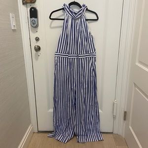j. crew blue and white stripe jumpsuit